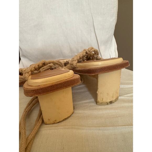 MIISTA Stephanie Coffee Milk Rope Sandal Heels Sz 40 - Picture 11 of 14